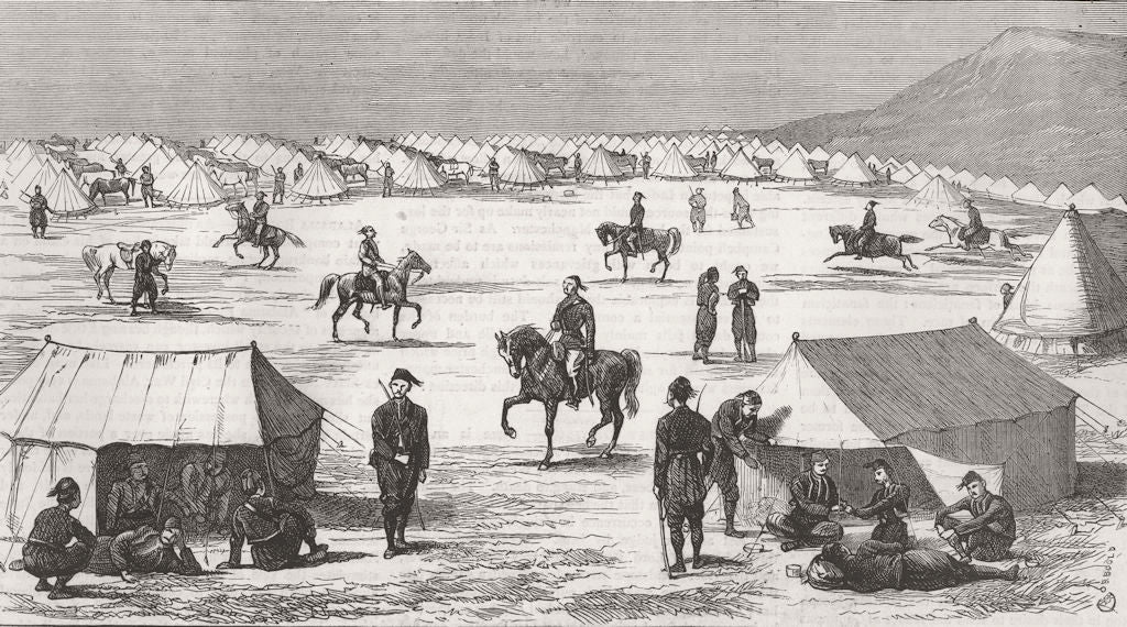 TURKEY. A Cavalry Outpost 1877 old antique vintage print picture